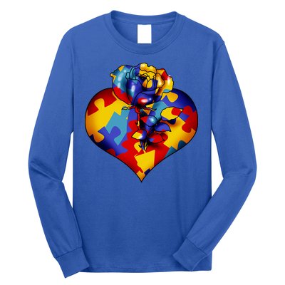 Autism Awareness Rose Heart Long Sleeve Shirt