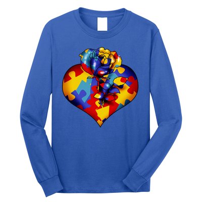 Autism Awareness Rose Heart Long Sleeve Shirt