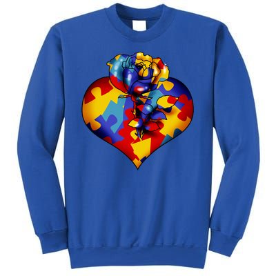 Autism Awareness Rose Heart Sweatshirt