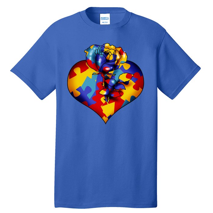 Autism Awareness Rose Heart Tall T-Shirt