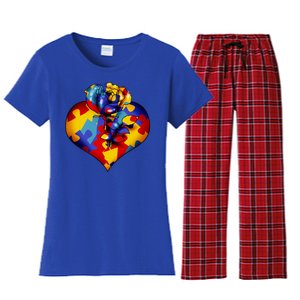 Autism Awareness Rose Heart Women's Flannel Pajama Set