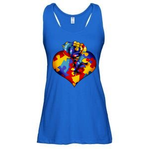 Autism Awareness Rose Heart Ladies Essential Flowy Tank