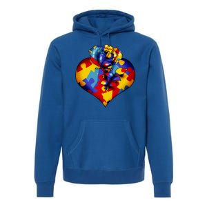 Autism Awareness Rose Heart Premium Hoodie