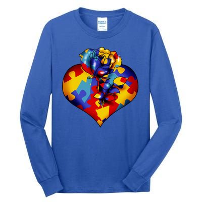 Autism Awareness Rose Heart Tall Long Sleeve T-Shirt