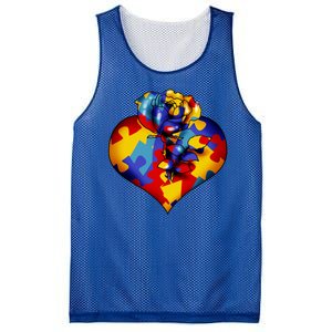 Autism Awareness Rose Heart Mesh Reversible Basketball Jersey Tank