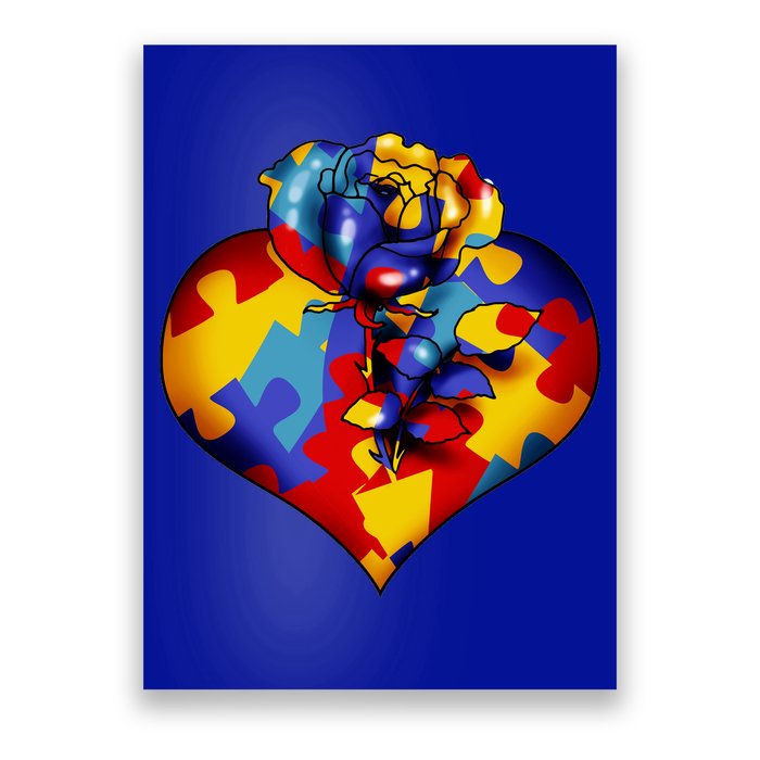 Autism Awareness Rose Heart Poster