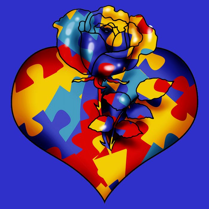 Autism Awareness Rose Heart Poster
