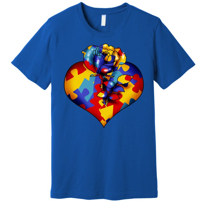 Autism Awareness Rose Heart Premium T-Shirt