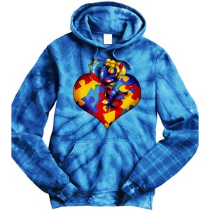 Autism Awareness Rose Heart Tie Dye Hoodie