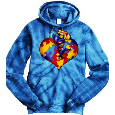 Autism Awareness Rose Heart Tie Dye Hoodie