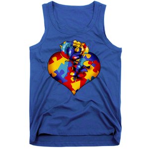 Autism Awareness Rose Heart Tank Top