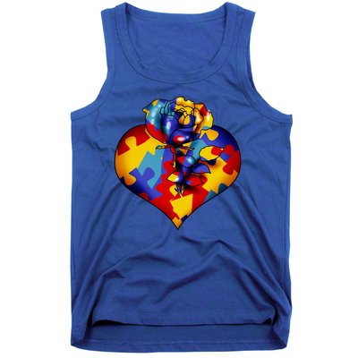 Autism Awareness Rose Heart Tank Top