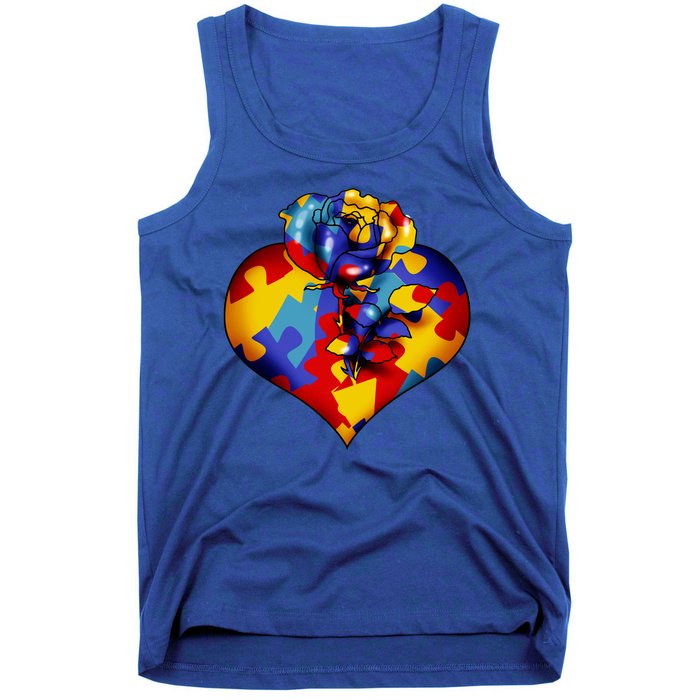 Autism Awareness Rose Heart Tank Top