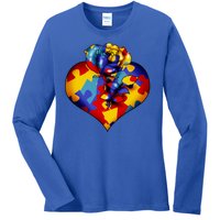 Autism Awareness Rose Heart Ladies Long Sleeve Shirt