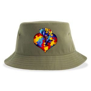 Autism Awareness Rose Heart Sustainable Bucket Hat