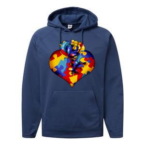 Autism Awareness Rose Heart Performance Fleece Hoodie