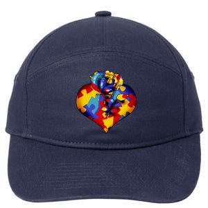 Autism Awareness Rose Heart 7-Panel Snapback Hat