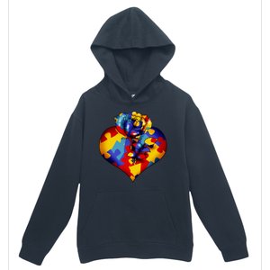 Autism Awareness Rose Heart Urban Pullover Hoodie