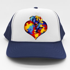 Autism Awareness Rose Heart Trucker Hat