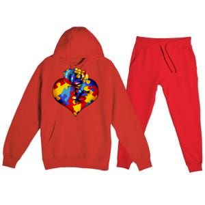 Autism Awareness Rose Heart Premium Hooded Sweatsuit Set