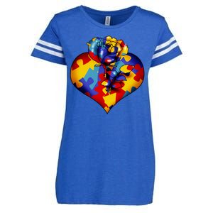 Autism Awareness Rose Heart Enza Ladies Jersey Football T-Shirt