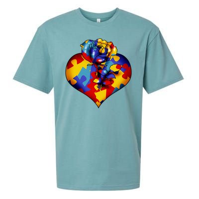 Autism Awareness Rose Heart Sueded Cloud Jersey T-Shirt