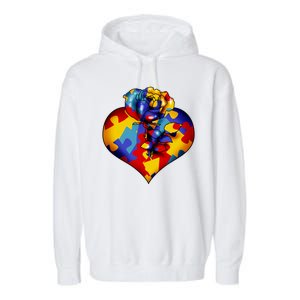 Autism Awareness Rose Heart Garment-Dyed Fleece Hoodie