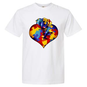 Autism Awareness Rose Heart Garment-Dyed Heavyweight T-Shirt