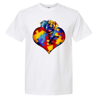 Autism Awareness Rose Heart Garment-Dyed Heavyweight T-Shirt