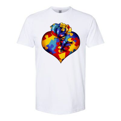 Autism Awareness Rose Heart Softstyle CVC T-Shirt