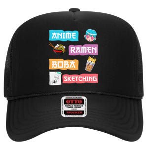 Awesome Anime Ra Boba Sketching Anime Lovers Kawaii  High Crown Mesh Back Trucker Hat