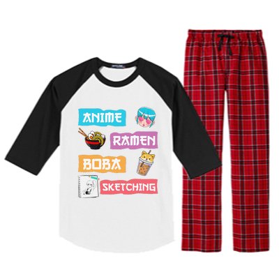 Awesome Anime Ra Boba Sketching Anime Lovers Kawaii  Raglan Sleeve Pajama Set