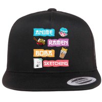 Awesome Anime Ra Boba Sketching Anime Lovers Kawaii  Flat Bill Trucker Hat