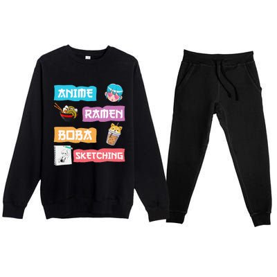 Awesome Anime Ra Boba Sketching Anime Lovers Kawaii  Premium Crewneck Sweatsuit Set