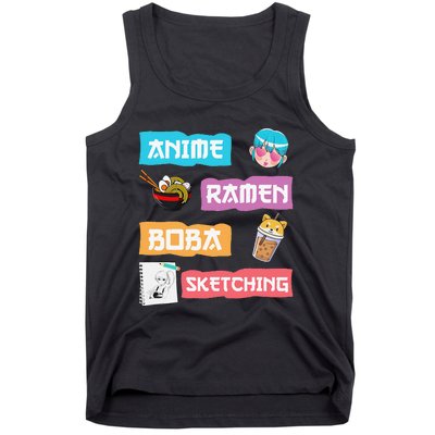 Awesome Anime Ra Boba Sketching Anime Lovers Kawaii  Tank Top