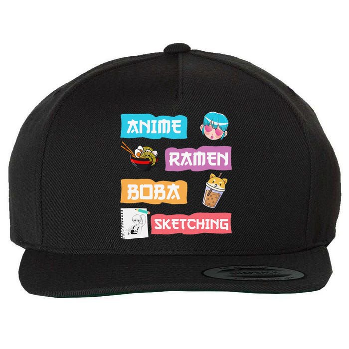 Awesome Anime Ra Boba Sketching Anime Lovers Kawaii  Wool Snapback Cap