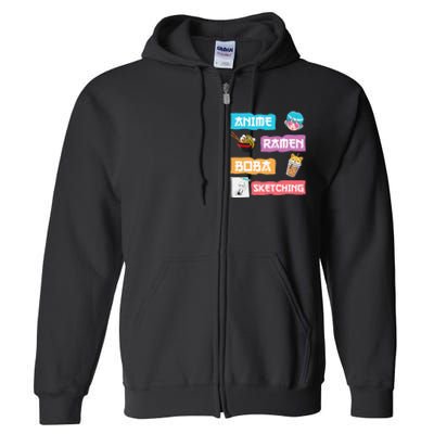 Awesome Anime Ra Boba Sketching Anime Lovers Kawaii  Full Zip Hoodie