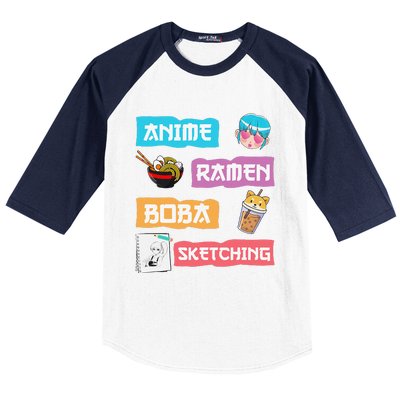 Awesome Anime Ra Boba Sketching Anime Lovers Kawaii  Baseball Sleeve Shirt