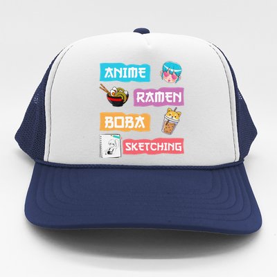 Awesome Anime Ra Boba Sketching Anime Lovers Kawaii  Trucker Hat