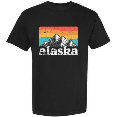 Alaska AK Retro 70s 80s Mountains Nature Distressed Garment-Dyed Heavyweight T-Shirt