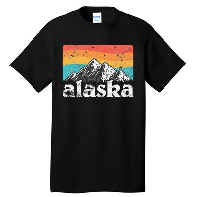 Alaska AK Retro 70s 80s Mountains Nature Distressed Tall T-Shirt