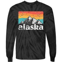 Alaska AK Retro 70s 80s Mountains Nature Distressed Tie-Dye Long Sleeve Shirt