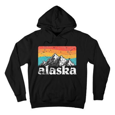 Alaska AK Retro 70s 80s Mountains Nature Distressed Tall Hoodie