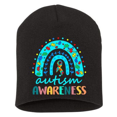 Autism Awareness Rainbow Puzzle Autism Awareness Month Short Acrylic Beanie