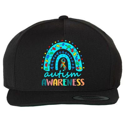 Autism Awareness Rainbow Puzzle Autism Awareness Month Wool Snapback Cap