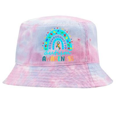 Autism Awareness Rainbow Puzzle Autism Awareness Month Tie-Dyed Bucket Hat