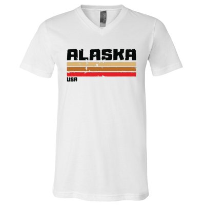 Alaskas Ak Retro Vintage V-Neck T-Shirt