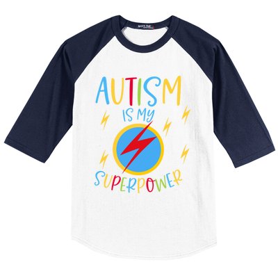 Autism Awareness Ribbon Is My Superpower Meaningful Gift Baseball Sleeve Shirt