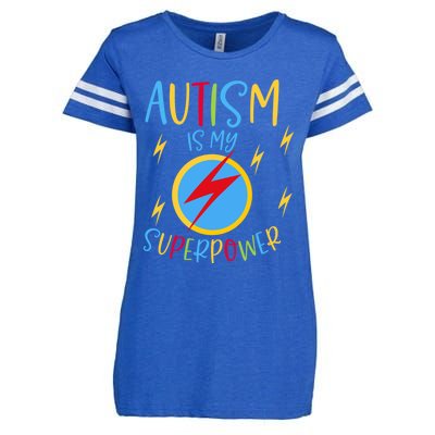 Autism Awareness Ribbon Is My Superpower Meaningful Gift Enza Ladies Jersey Football T-Shirt