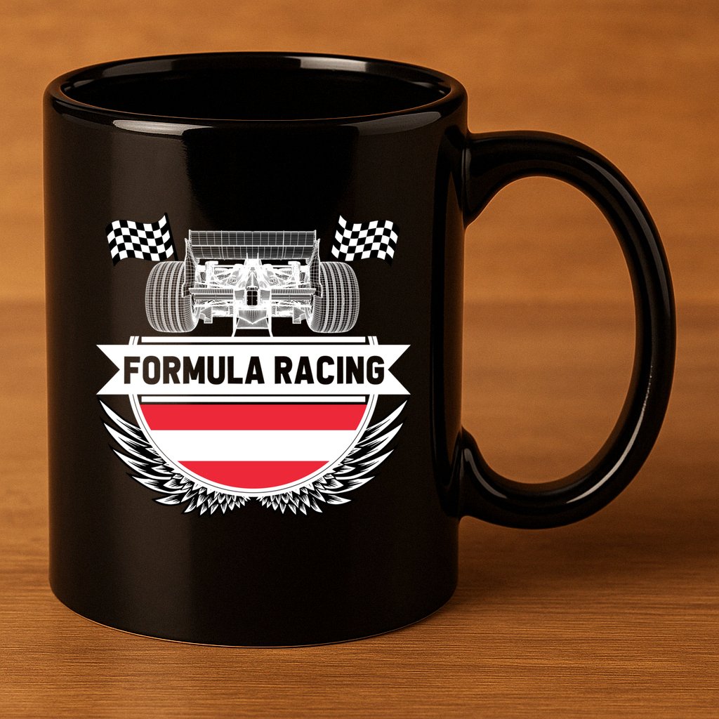 Austrian Auto Race Austria Flag Formula Racing Car Race Fan Cute Gift 11oz C Handle Ceramic Mug